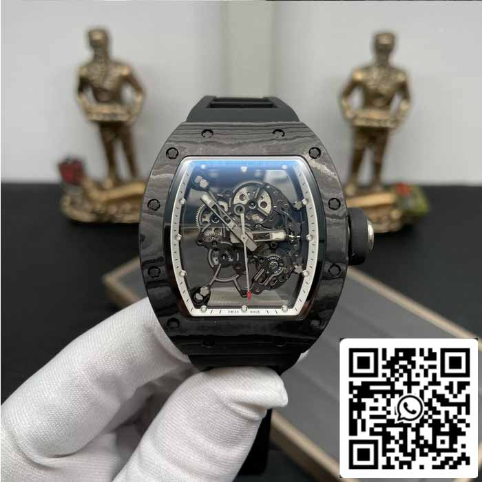 RICHARD MILLE RM055 NTPT fibra de carbono 1:1 edição melhor BBR Fabbrica [V3] Nero Gomma cinturino