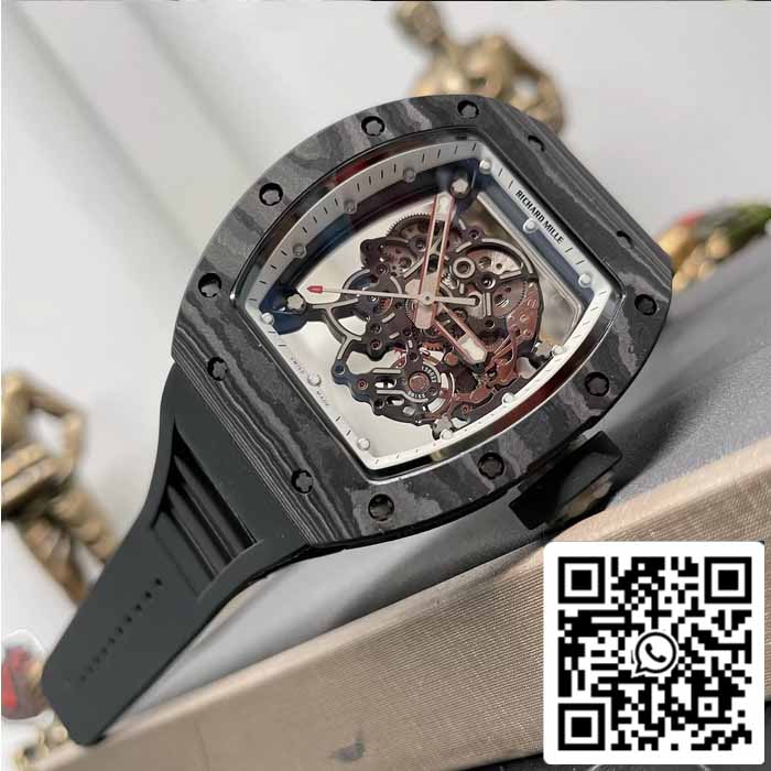RICHARD MILLE RM055 NTPT fibra de carbono 1:1 edição melhor BBR Fabbrica [V3] Nero Gomma cinturino