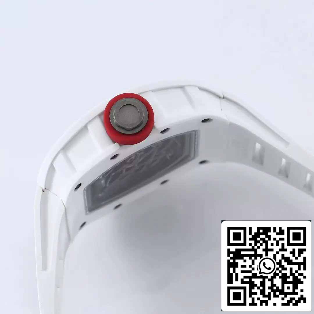 RICHARD MILLE  RM055 ceramica Cassa 1:1 edizione migliore BBR Fabbrica [V3] Bianco Gomma cinturino