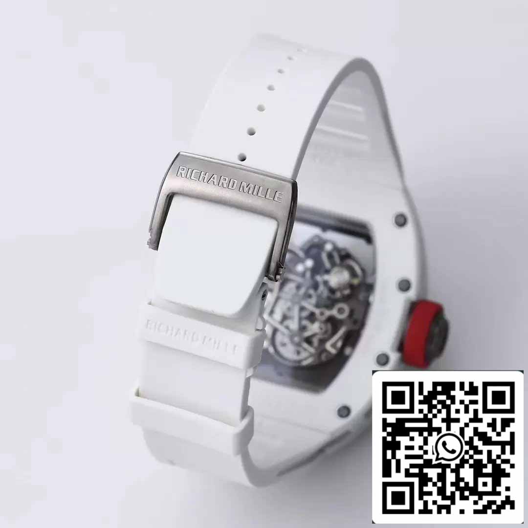 RICHARD MILLE  RM055 ceramica Cassa 1:1 edizione migliore BBR Fabbrica [V3] Bianco Gomma cinturino