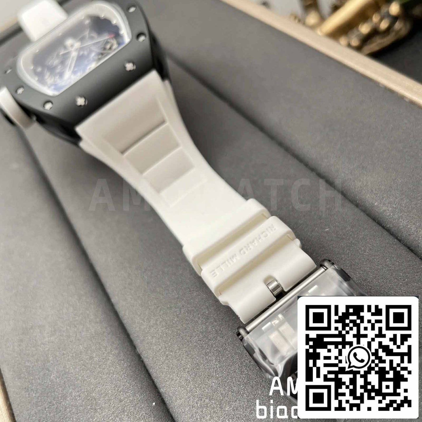 BBR Fabbrica [V3] RICHARD MILLE  RM055 RM-055 Nero ceramica Cassa Bianco Gomma cinturino