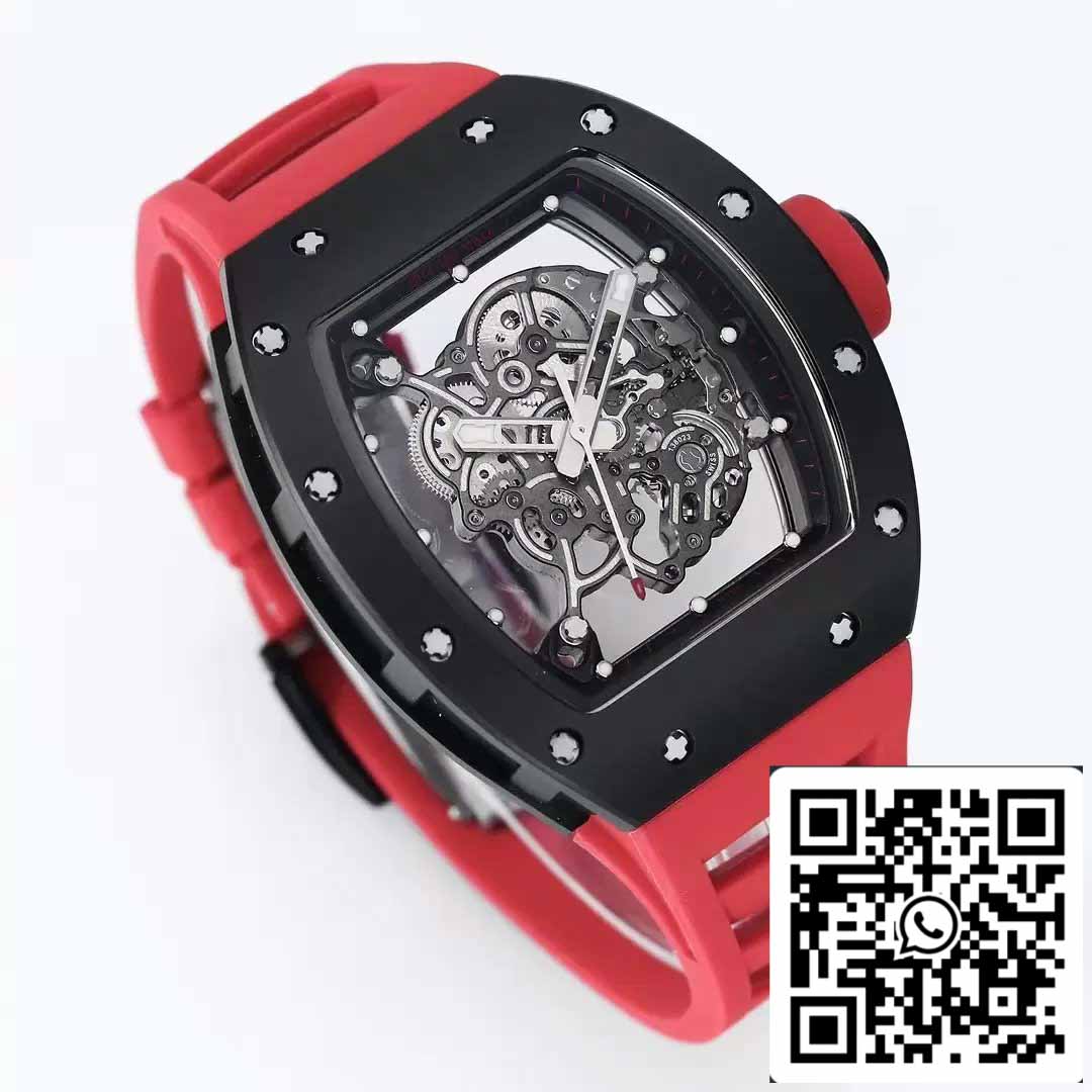 BBR Fabbrica [V3] RICHARD MILLE  RM055 RM-055 Nero ceramica Cassa Red Gomma cinturino