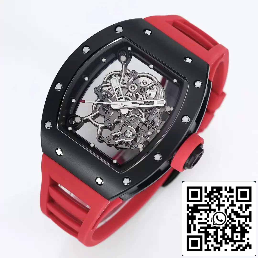 BBR Fabbrica [V3] RICHARD MILLE  RM055 RM-055 Nero ceramica Cassa Red Gomma cinturino