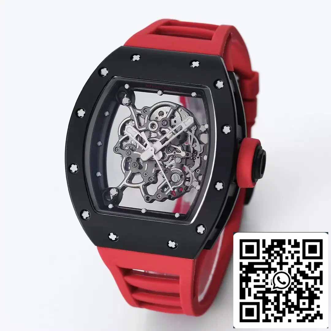 BBR Fabbrica [V3] RICHARD MILLE  RM055 RM-055 Nero ceramica Cassa Red Gomma cinturino