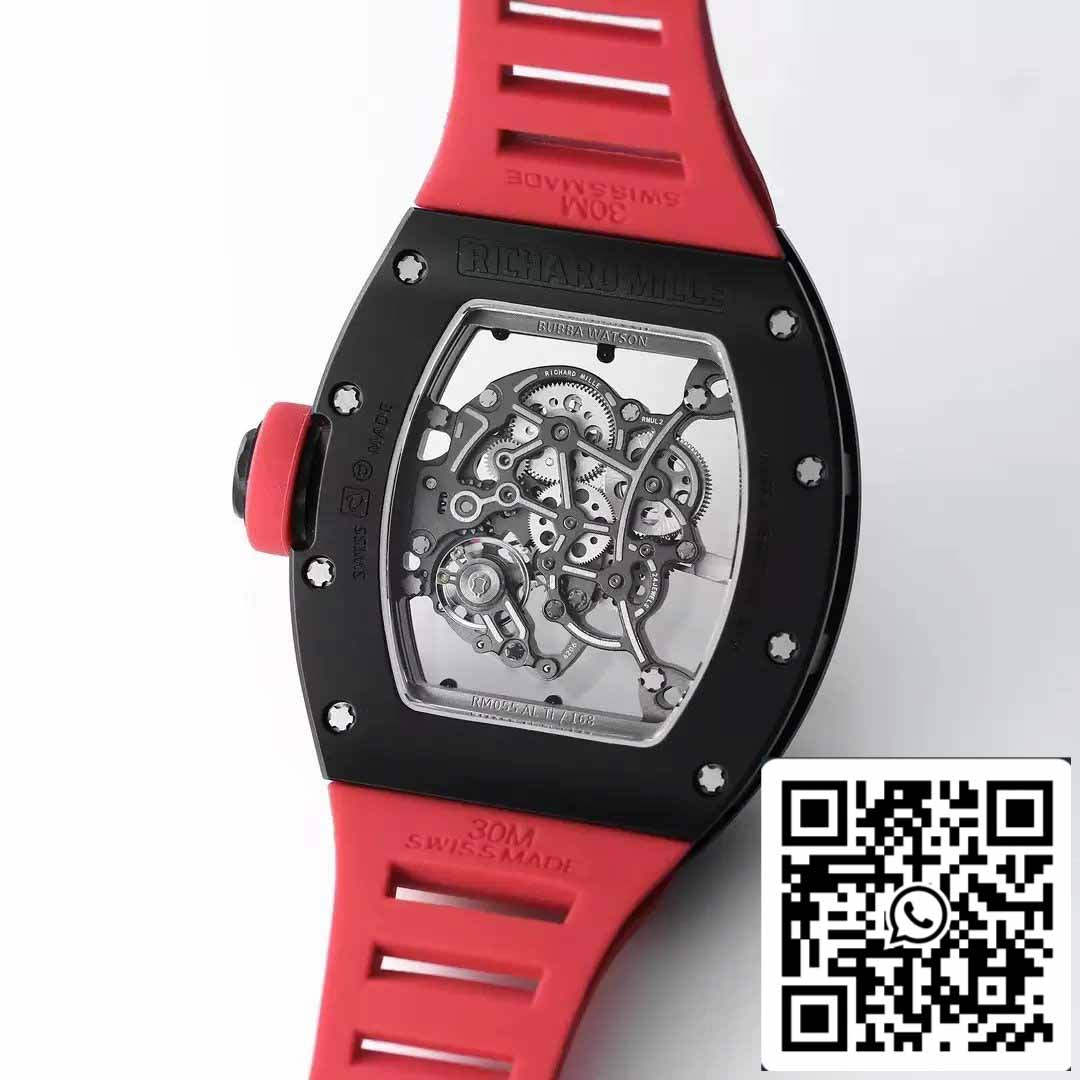 BBR Fabbrica [V3] RICHARD MILLE  RM055 RM-055 Nero ceramica Cassa Red Gomma cinturino