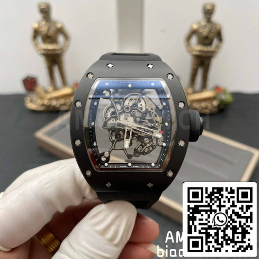 BBR Fabbrica [V3] RICHARD MILLE  RM055 RM-055 Nero ceramica Cassa Nero Gomma cinturino