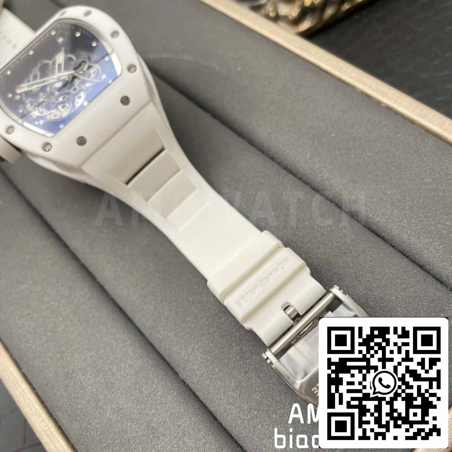 RICHARD MILLE  RM055 Bianco ceramica Cassa 1:1 edizione migliore BBR Fabbrica [V3] Gomma cinturino