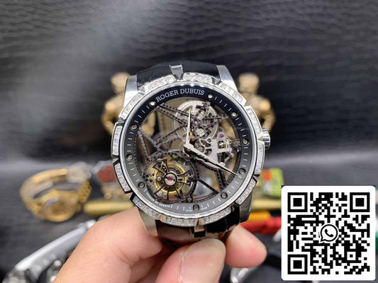 Roger Dubuis Excalibur RDDBEX0393 Argento Cassa 1:1 edizione migliore BBR Fabbrica V3 Tourbillon scheletrato quadrante