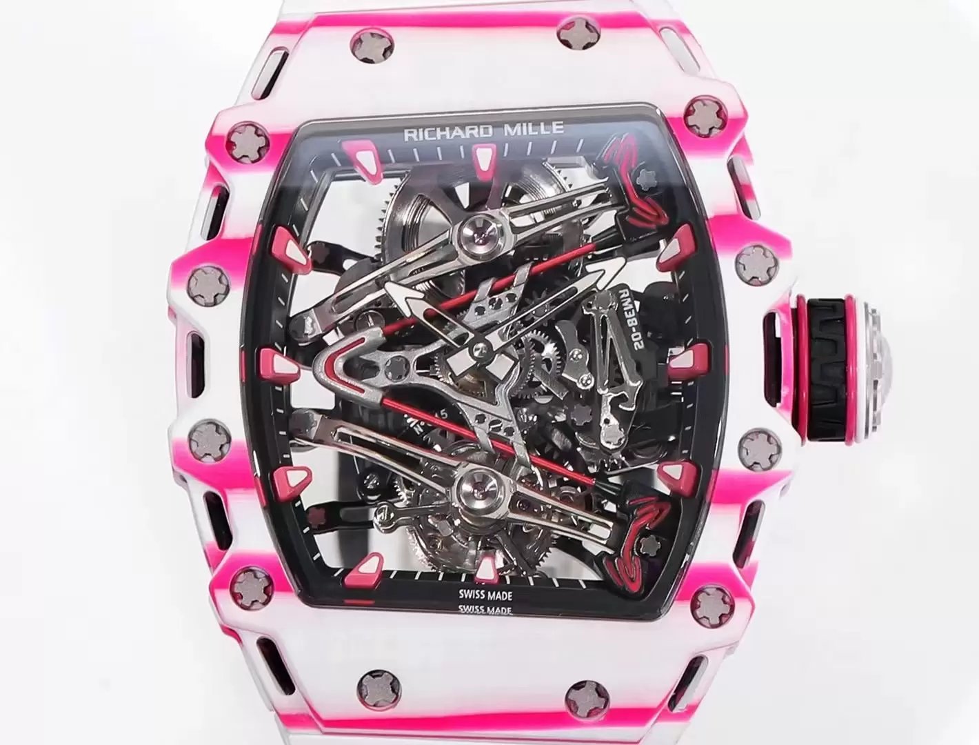 Richard Mille Bubba Watson Tourbillon RM38-02 1:1 Melhor Edição Borracha Branca Cinturino
