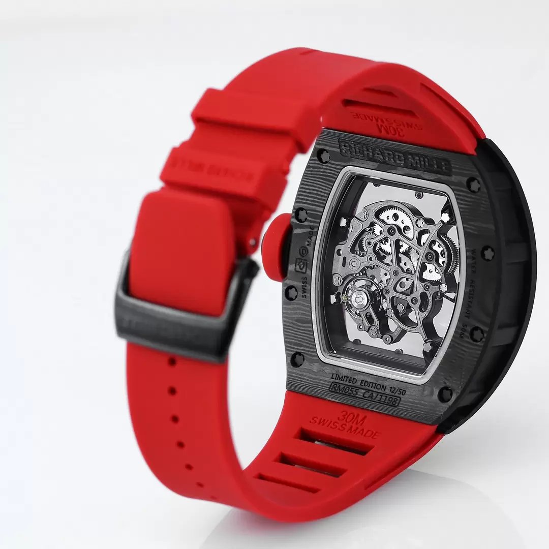 RICHARD MILLE RM055 Original redesenhado 1:1 edizione migliore BBR Fabbrica 2024 Cinturino vermelho 