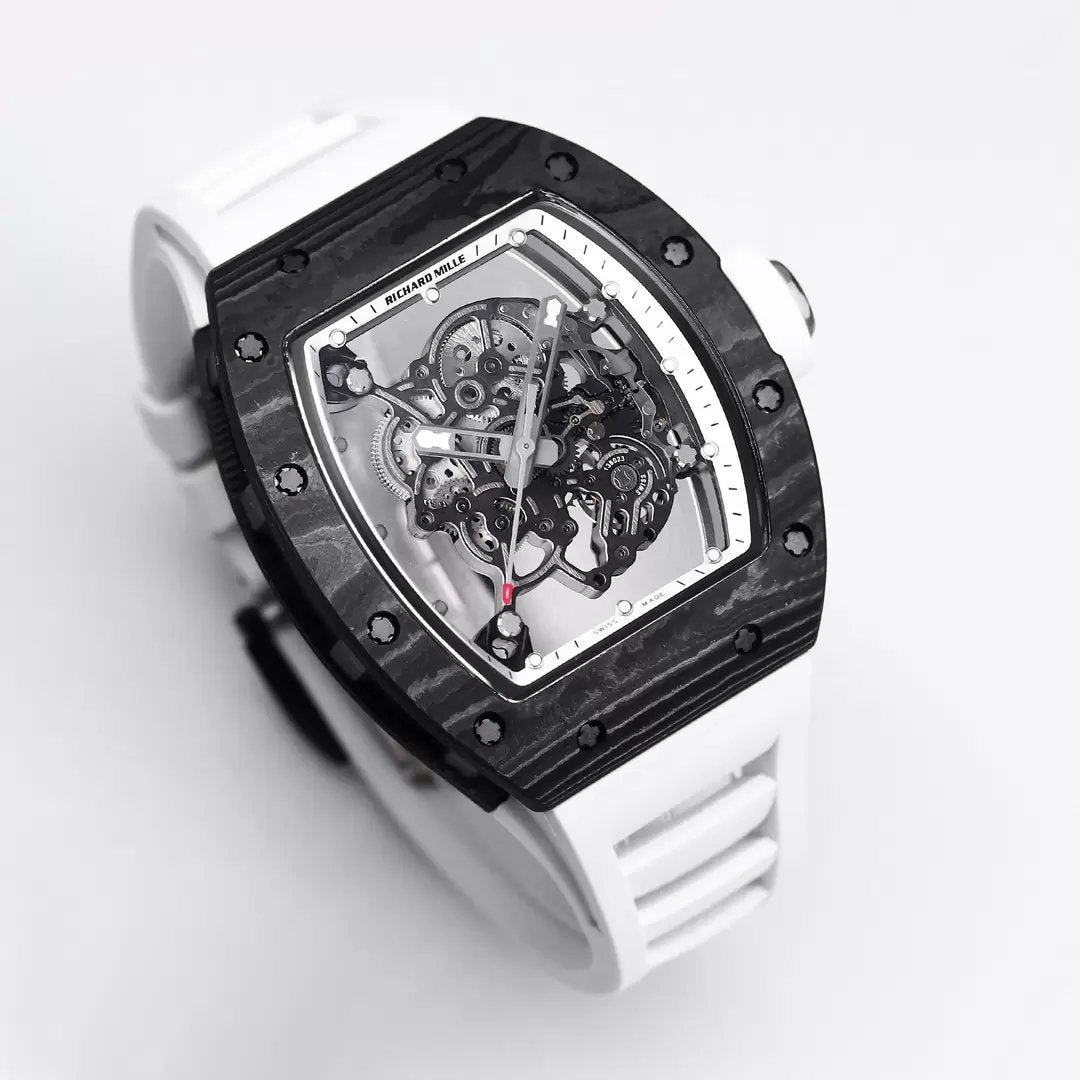 RICHARD MILLE RM055 Redesigned original 1:1 edizione migliore BBR Fabbrica 2024 Bianco lunetta Nero cinturino