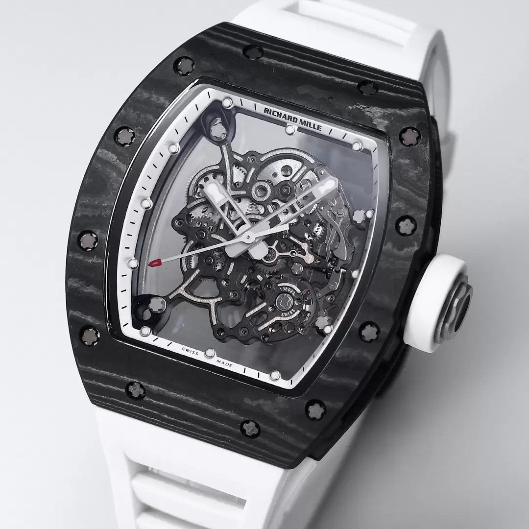 RICHARD MILLE RM055 Redesigned original 1:1 edizione migliore BBR Fabbrica 2024 Bianco lunetta Nero cinturino
