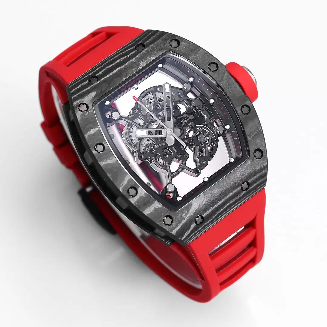 RICHARD MILLE RM055 Redesigned original 1:1 edizione migliore BBR Fabbrica 2024 Nero lunetta Red cinturino