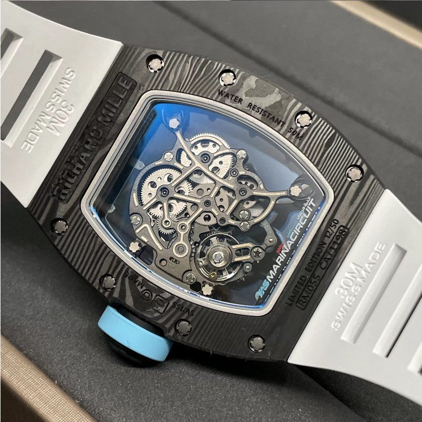 RICHARD MILLE RM055 Redesigned original 1:1 edizione migliore BBR Fabbrica 2024 Blu Bianco cinturino