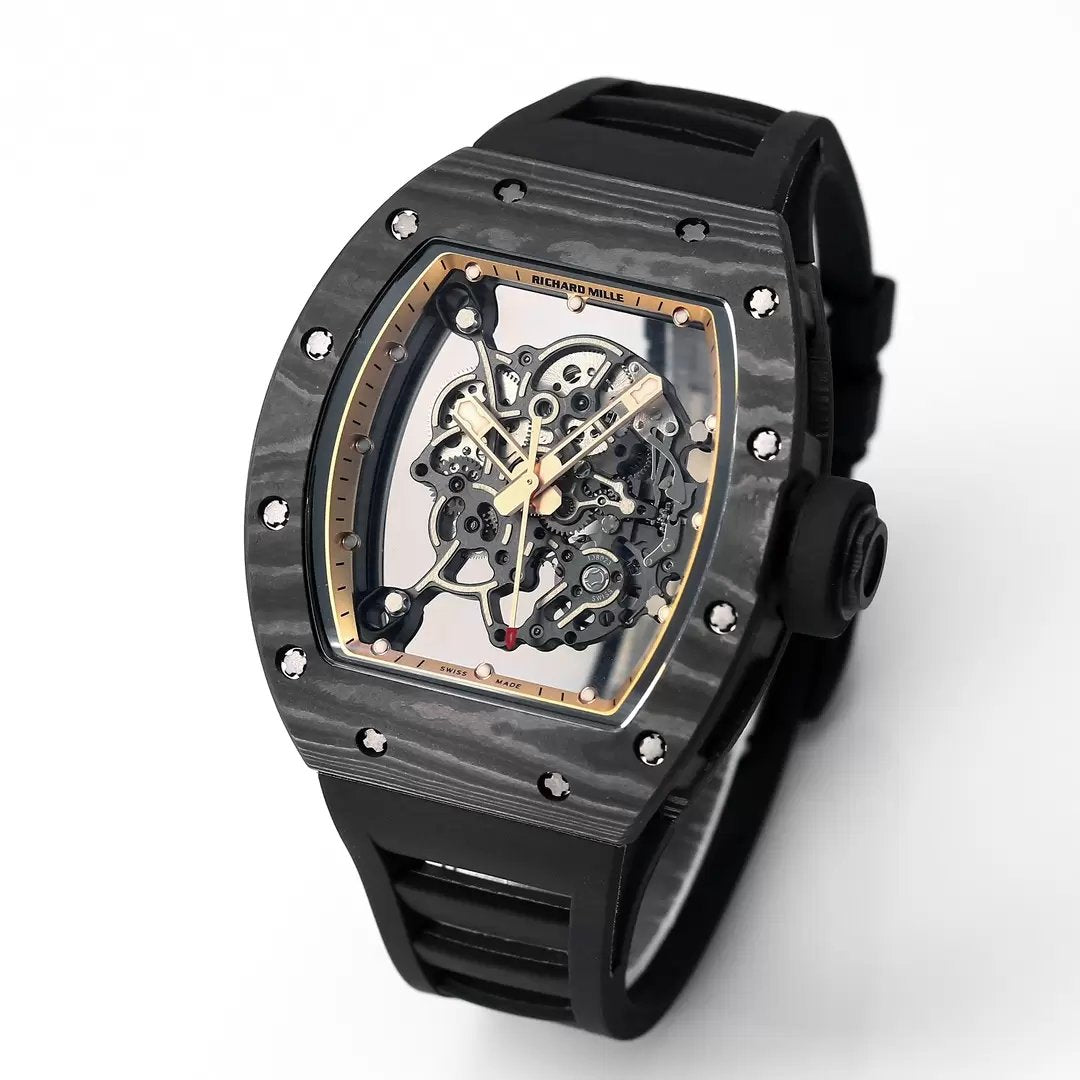 RICHARD MILLE RM055 Original redesenhado 1:1 edizione migliore BBR Fabbrica 2024 Oro Nero cinturino 