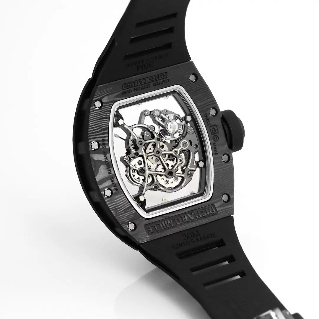 RICHARD MILLE RM055 Original redesenhado 1:1 edizione migliore BBR Fabbrica 2024 Oro Nero cinturino 