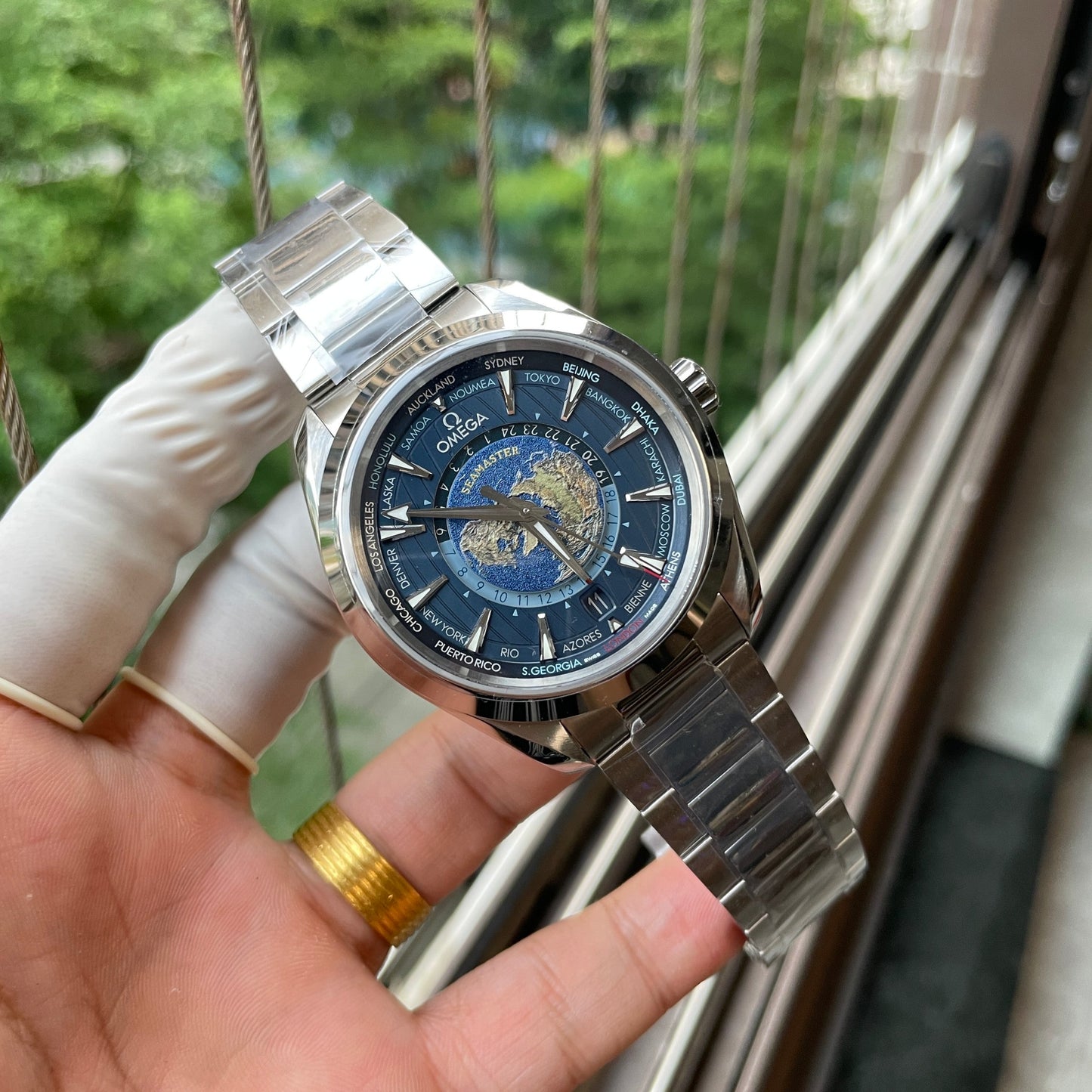 Omega Seamaster Aqua Terra GMT Worldtimer 220.10.43.22.03.001 edizione migliore VS Fabbrica quadrante blu