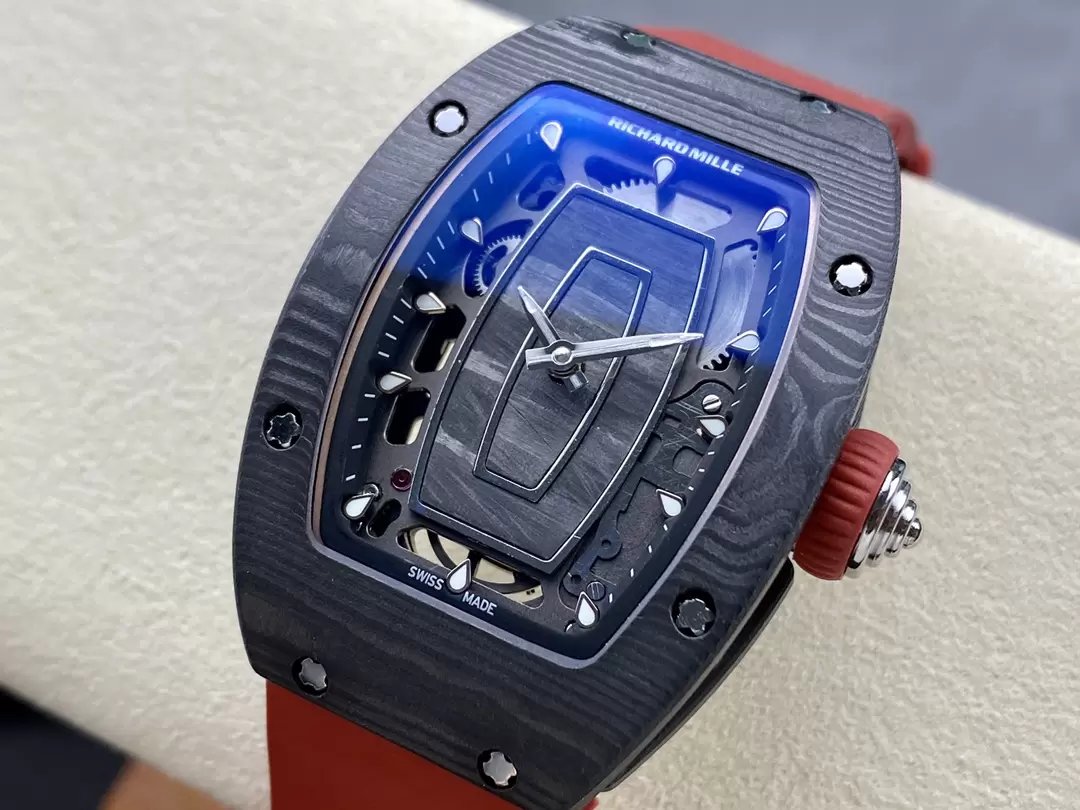Richard Mille RM 07 RM007 Carbonio NTPT Cassa 1:1 edizione migliore G+ Fabbrica Red cinturino