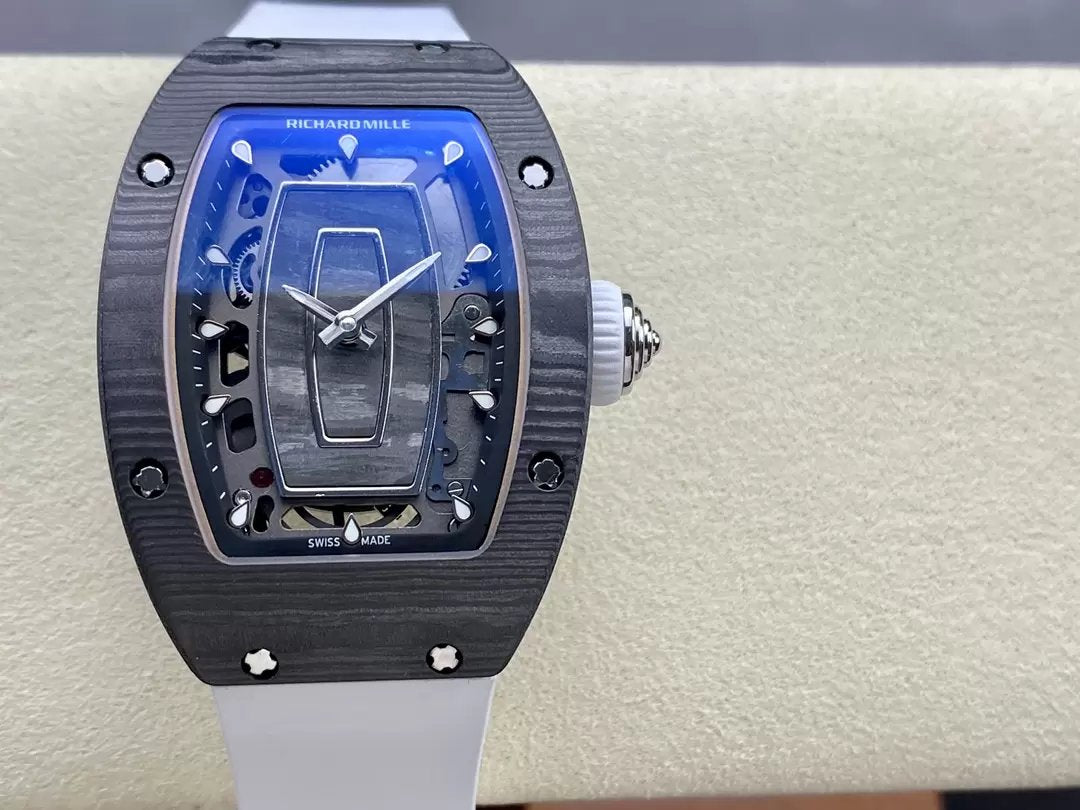Richard Mille RM 07 RM007 Carbonio NTPT Cassa 1:1 edición mejor G+ Fabbrica Bianco cinturino
