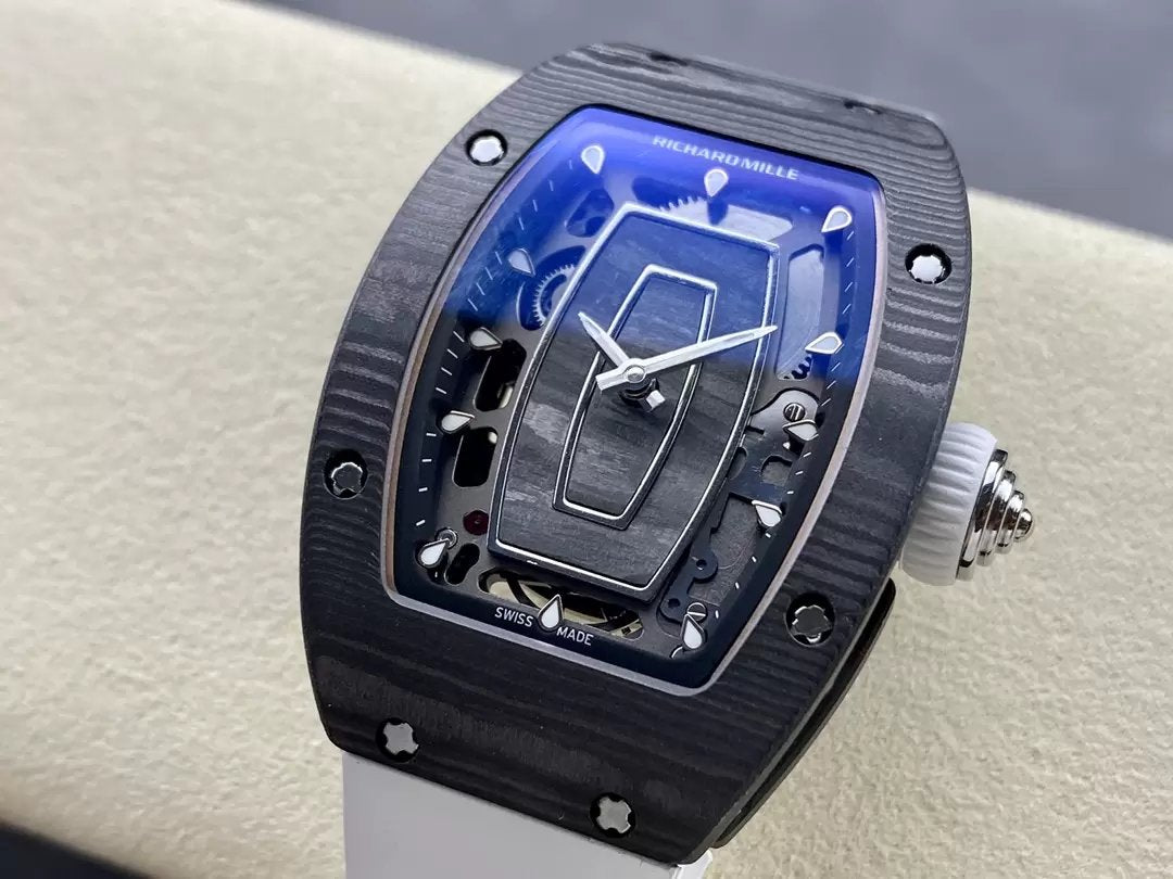 Richard Mille RM 07 RM007 Carbonio NTPT Cassa 1:1 edición mejor G+ Fabbrica Bianco cinturino