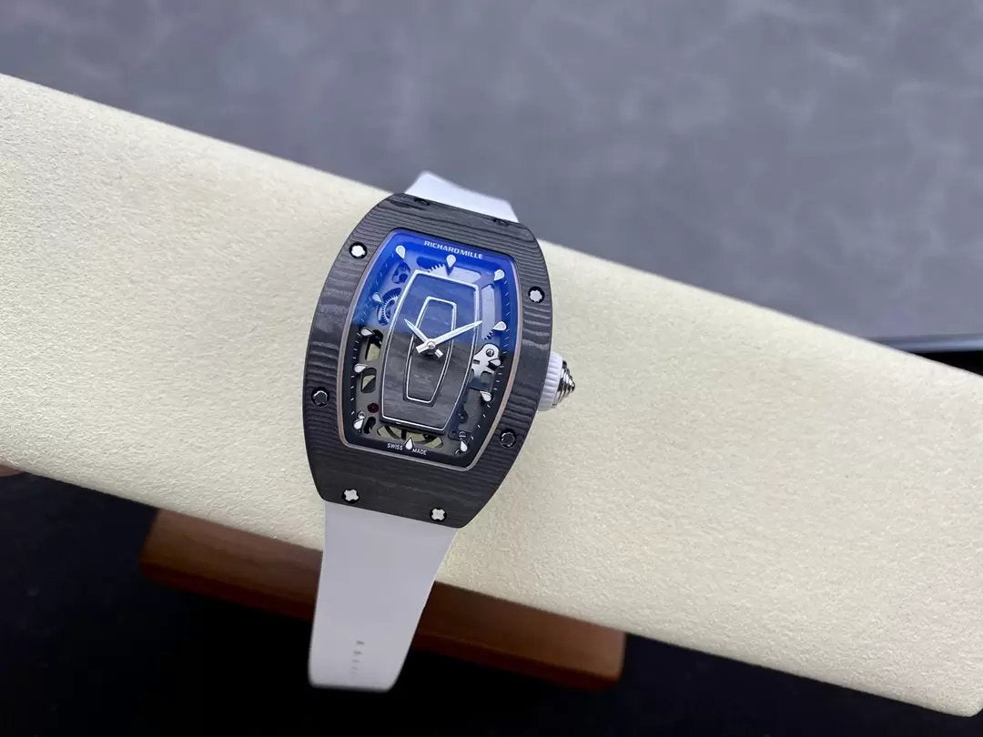 Richard Mille RM 07 RM007 Carbonio NTPT Cassa 1:1 edición mejor G+ Fabbrica Bianco cinturino