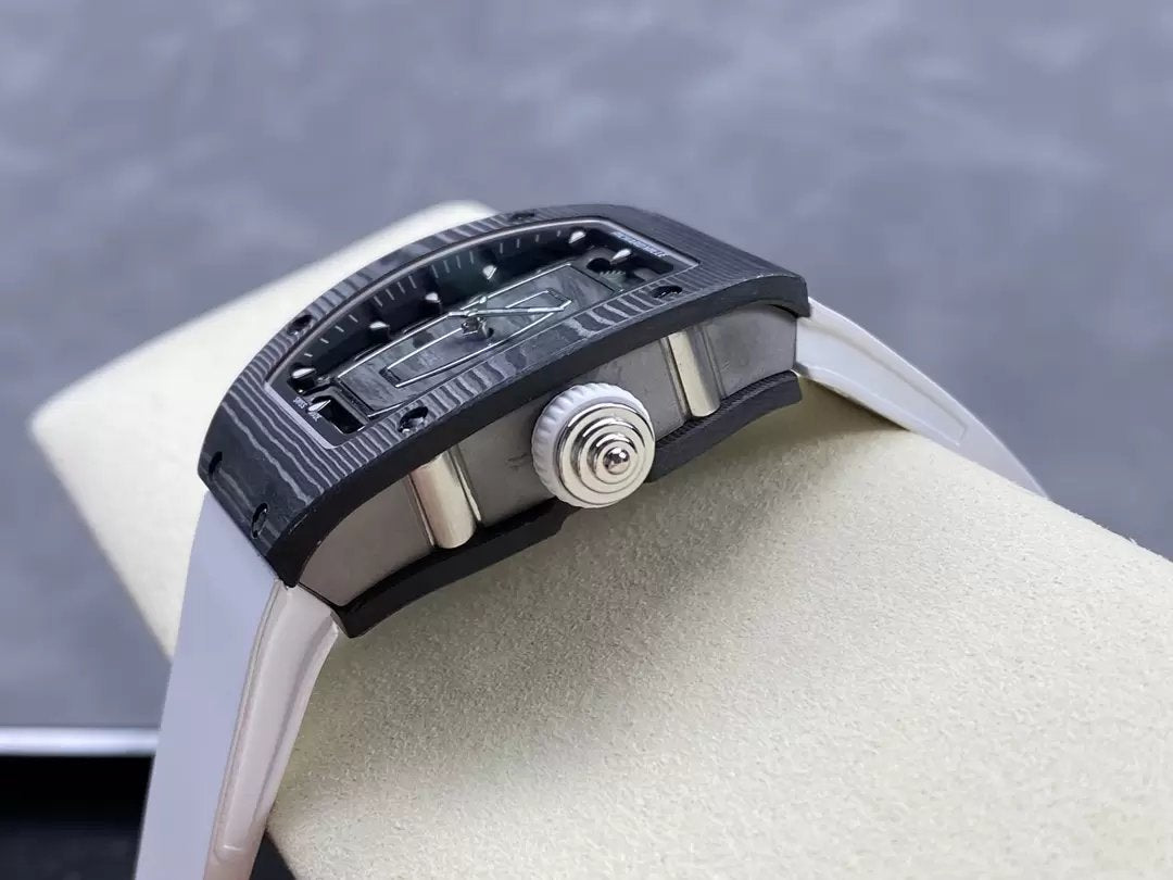 Richard Mille RM 07 RM007 Carbonio NTPT Cassa 1:1 edición mejor G+ Fabbrica Bianco cinturino
