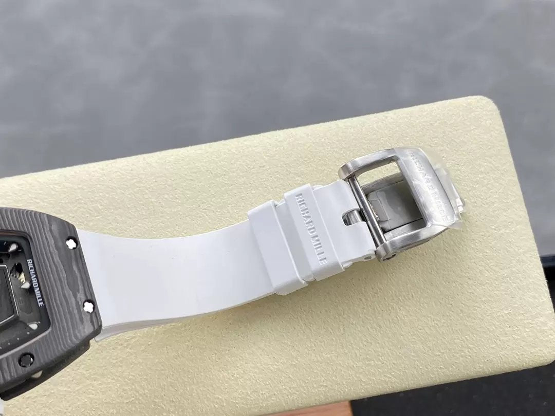 Richard Mille RM 07 RM007 Carbonio NTPT Cassa 1:1 edición mejor G+ Fabbrica Bianco cinturino
