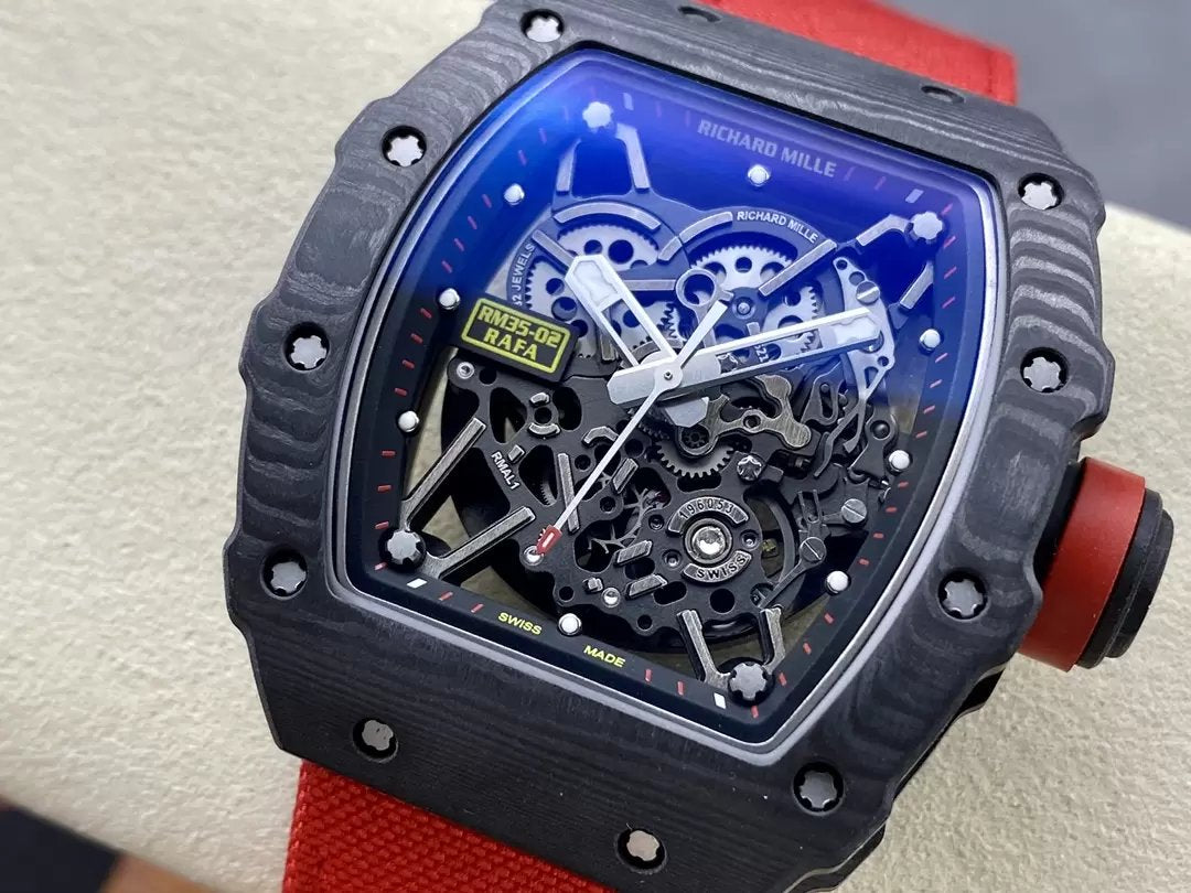 Richard Mille RM035-02 G+ Fabbrica RM3502 Carbonio NTPT Red Velcro cinturino
