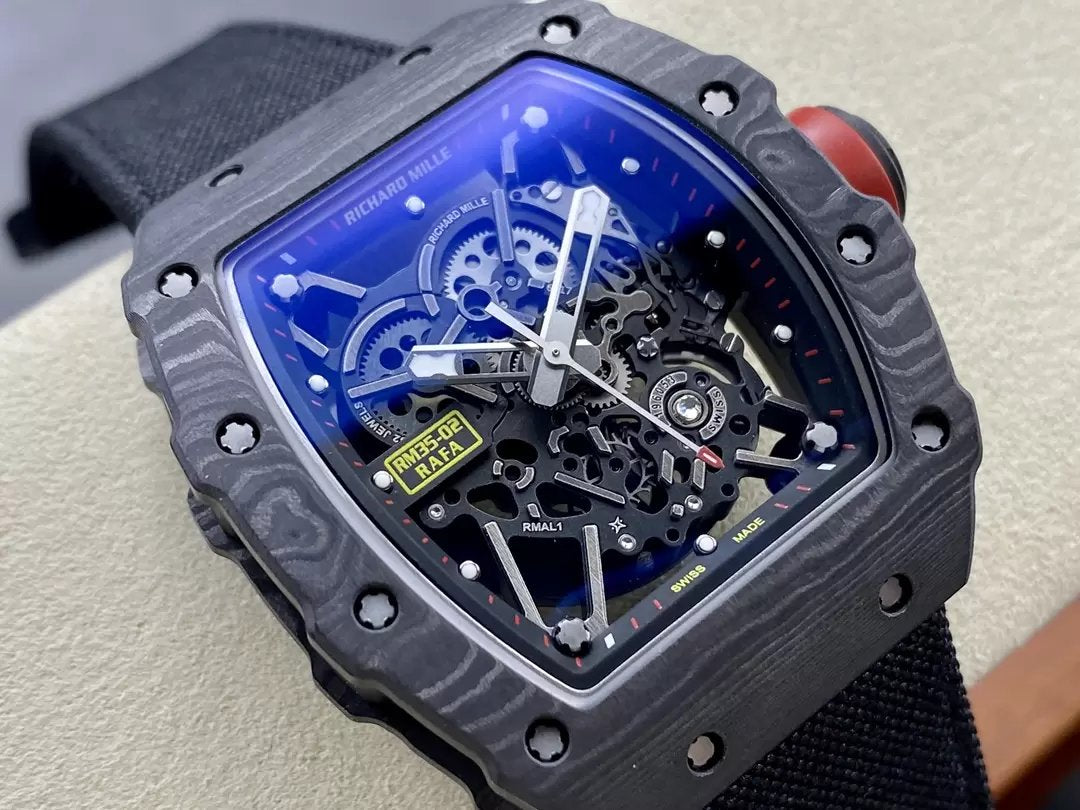 Richard Mille RM035-02 G+ Fabbrica RM3502 Carbonio NTPT Nero Velcro cinturino