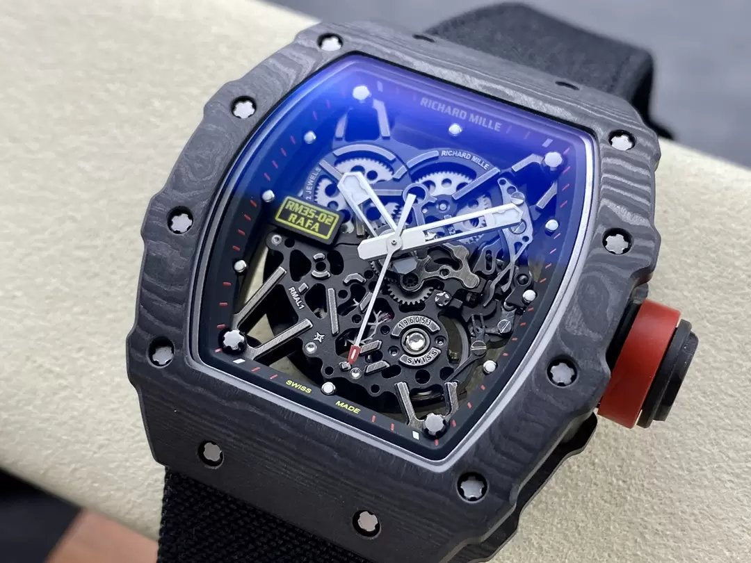 Richard Mille RM035-02 G+ Fabbrica RM3502 Carbonio NTPT Nero Velcro cinturino