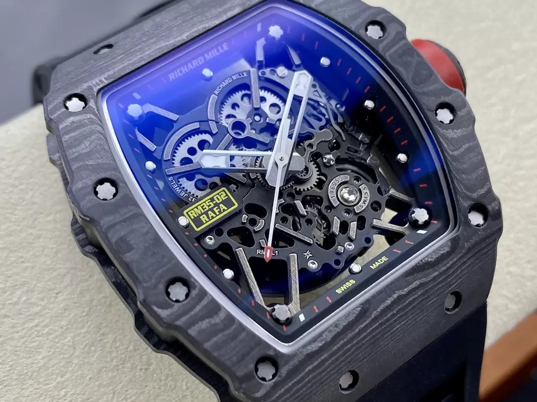 Richard Mille RM035-02 G+ Fabbrica RM3502 Carbonio NTPT Nero Gomma cinturino