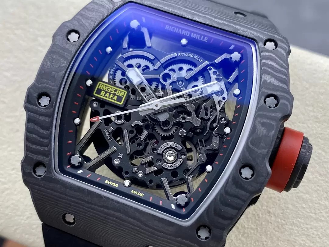 Richard Mille RM035-02 G+ Fabbrica RM3502 Carbonio NTPT Nero Gomma cinturino