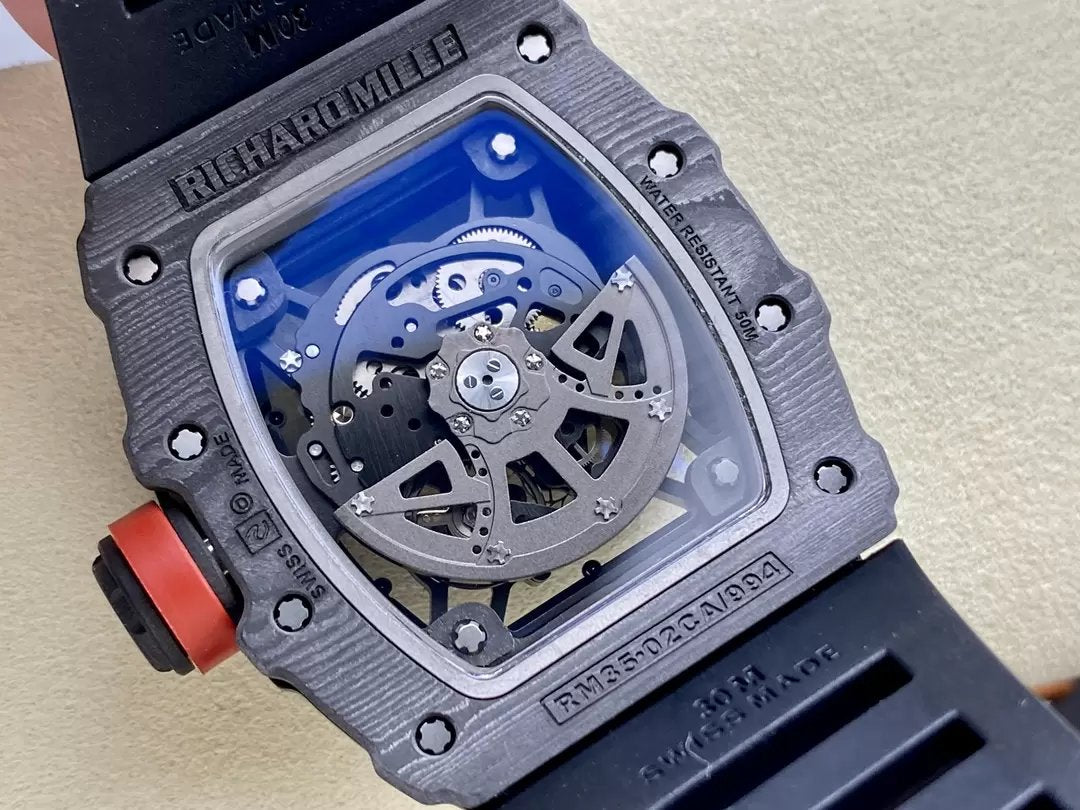 Richard Mille RM035-02 G+ Fabbrica RM3502 Carbonio NTPT Nero Gomma cinturino
