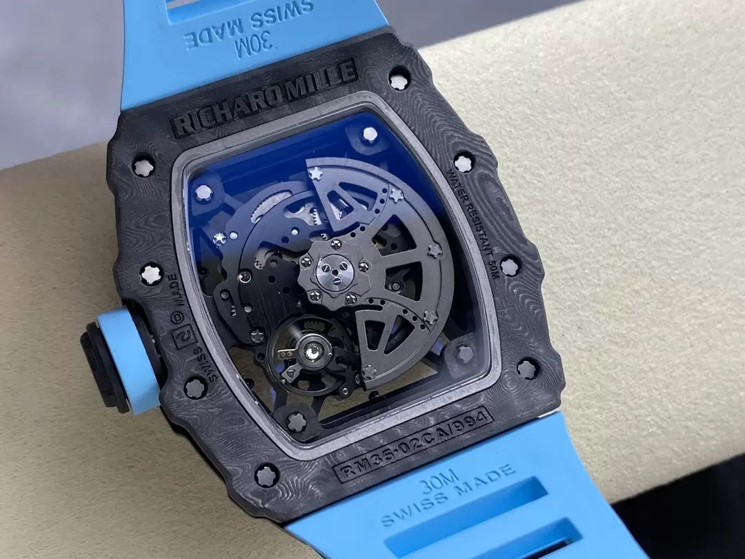 Richard Mille RM035-02 G+ Fabbrica RM3502 Carbonio NTPT Blu cinturino