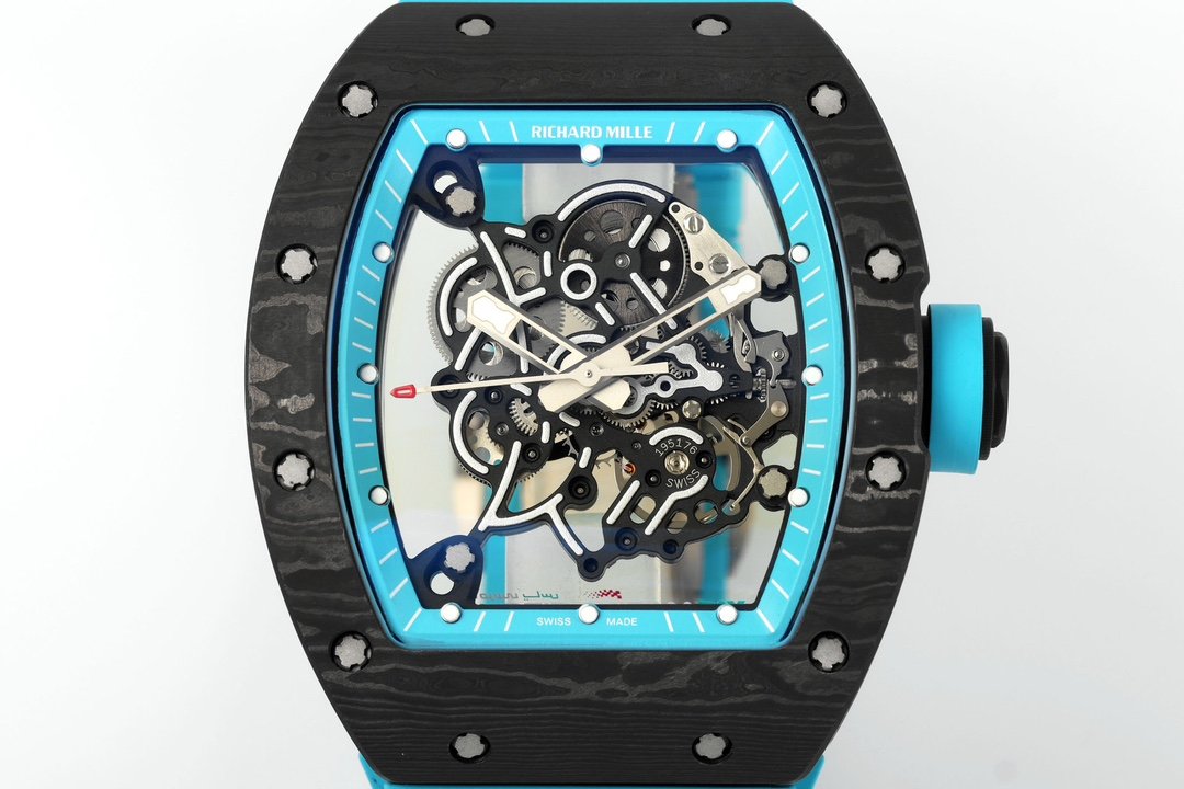 RICHARD MILLE  RM055  ZF 2024 1:1 Best Edition Carbon Fiber Case turquoise cinturino