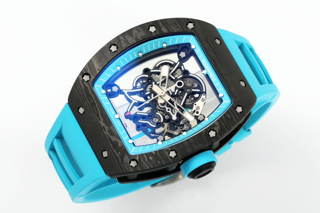 RICHARD MILLE  RM055  ZF 2024 1:1 Best Edition Carbon Fiber Case turquoise cinturino