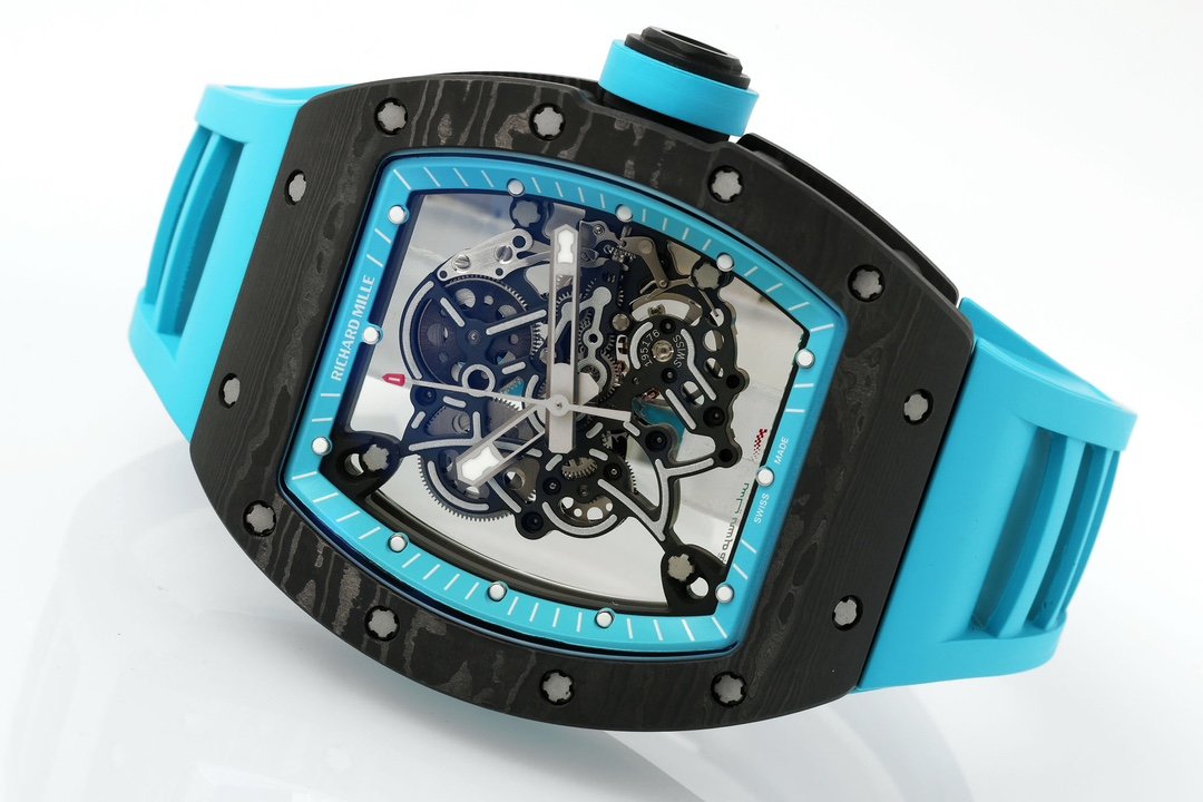 RICHARD MILLE  RM055  ZF 2024 1:1 Best Edition Carbon Fiber Case turquoise cinturino