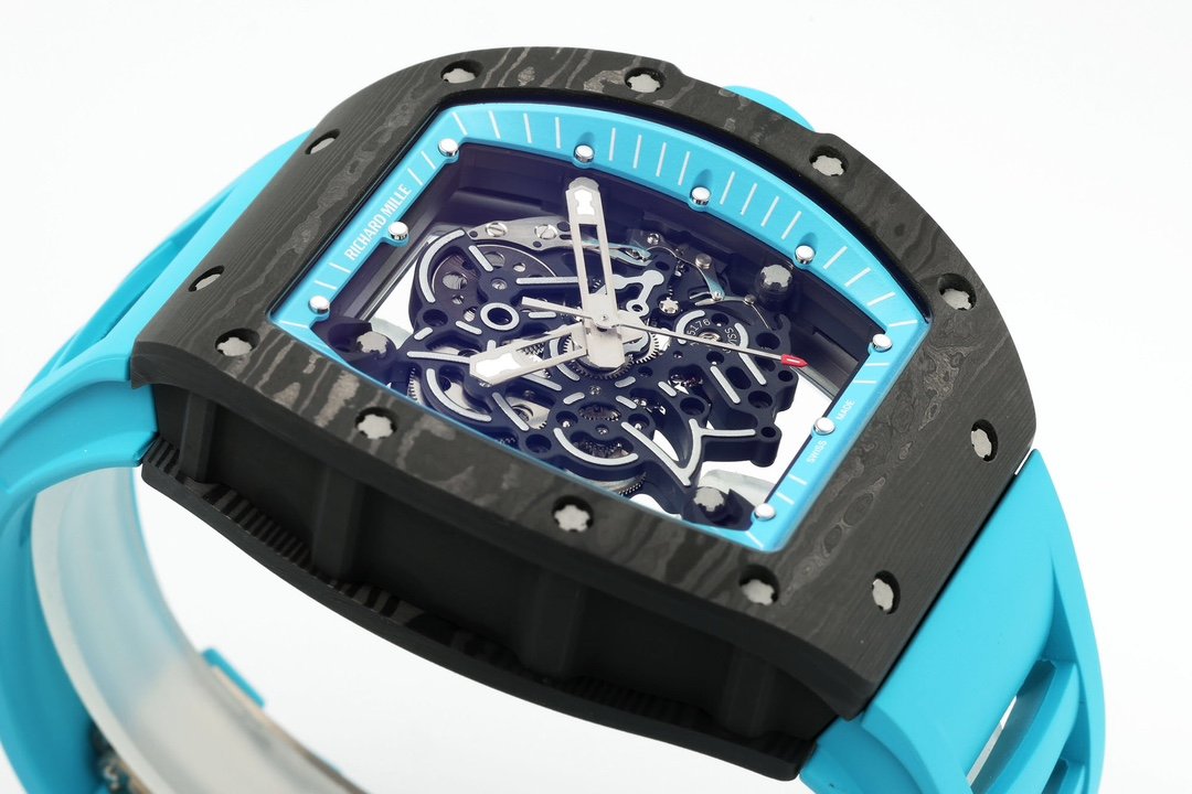 RICHARD MILLE  RM055  ZF 2024 1:1 Best Edition Carbon Fiber Case turquoise cinturino