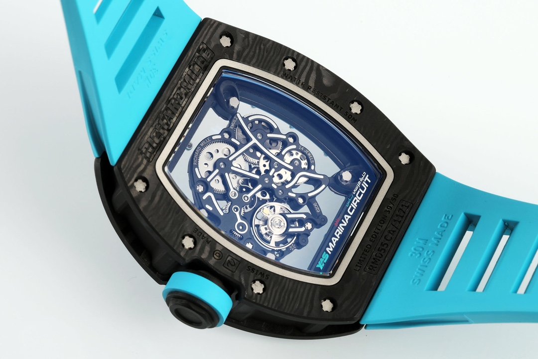 RICHARD MILLE  RM055  ZF 2024 1:1 Best Edition Carbon Fiber Case turquoise cinturino