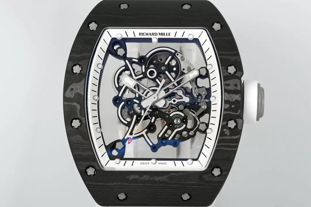RICHARD MILLE  RM055  ZF 2024 1:1 Best Edition Carbon Fiber Case White cinturino