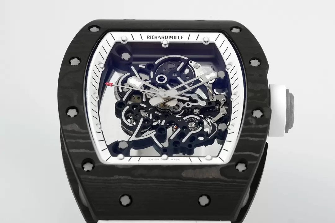 RICHARD MILLE  RM055  ZF 2024 1:1 Best Edition Carbon Fiber Case White cinturino