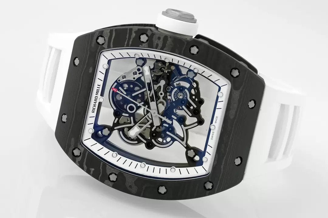 RICHARD MILLE  RM055  ZF 2024 1:1 Best Edition Carbon Fiber Case White cinturino
