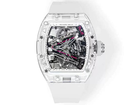 Richard Mille RM38-02 Tourbillon movimento 1:1 Best Edition RM Fabbrica Transparent case Rubber cinturino