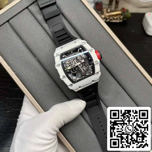 Richard Mille RM35-01 Sonic Fabbrica 1:1 Best Edition White Carbon NTPT Black Rubber cinturino