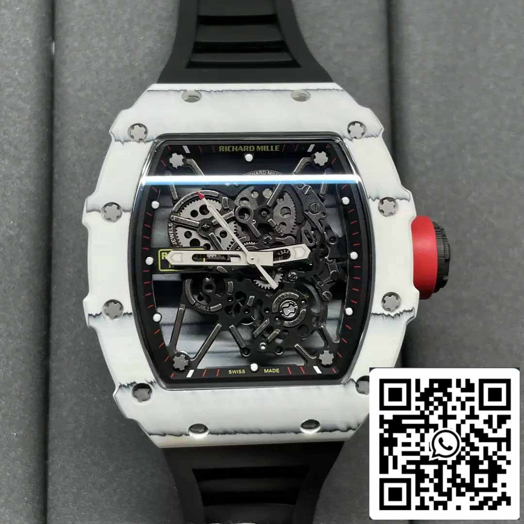 Richard Mille RM35-01 Sonic Fabbrica 1:1 Best Edition White Carbon NTPT Black Rubber cinturino
