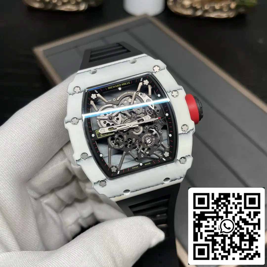 Richard Mille RM35-01 Sonic Fabbrica 1:1 Best Edition White Carbon NTPT Black Rubber cinturino