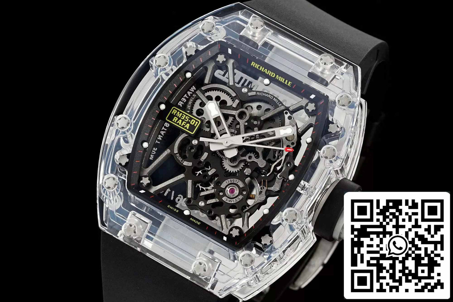 Richard Mille RM35-01 Sonic Fabbrica 1:1 Best Edition Saphire case Black Rubber cinturino