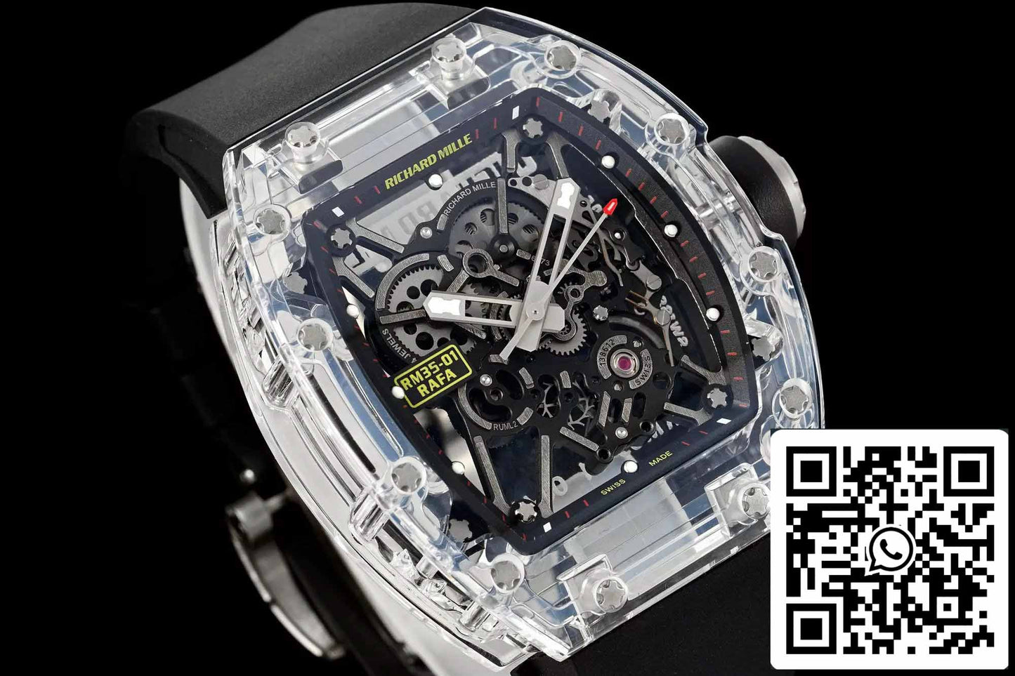 Richard Mille RM35-01 Sonic Fabbrica 1:1 Best Edition Saphire case Black Rubber cinturino
