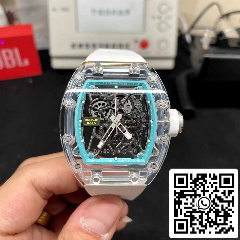 Richard Mille RM35-01 Sonic Fabbrica 1:1 Best Edition Saphire case White Rubber cinturino