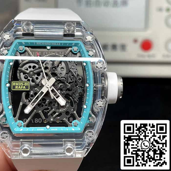 Richard Mille RM35-01 Sonic Fabbrica 1:1 Best Edition Saphire case White Rubber cinturino